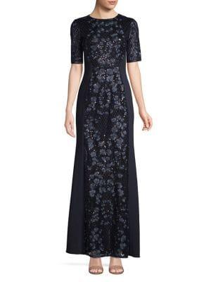 Adrianna Papell Embellished Floor-length Dress