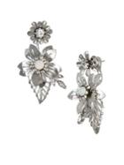 Badgley Mischka Crystal Floral Jacket Earrings