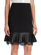 Karl Lagerfeld Paris Lace-trimmed Pleated Skirt