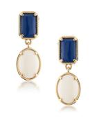1st And Gorgeous Blue And White Cabochon Double-drop Earrings