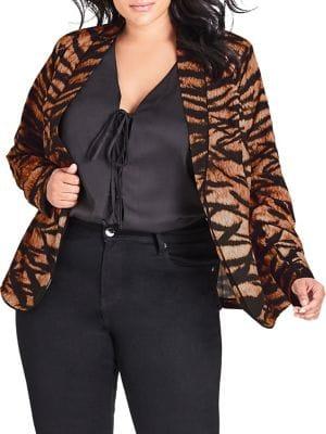 City Chic Plus Tigress Printed Jacket