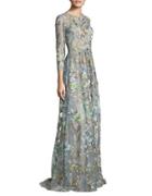 Marchesa Notte Sleeveless Floral Embellished Gown
