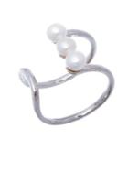 Lord & Taylor Sterling Silver And Faux Pearl Cuff Ring