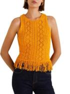 Mango Hao Fringed Crochet Cotton Tank Top