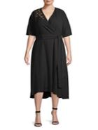 Tahari Arthur S. Levine Plus Embroidered High-low Wrap Dress