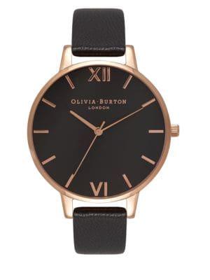 Olivia Burton Big Dial Stainless Steel And Leather-strap Watch