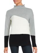 Vince Camuto Petite Mix Stitched Colorblocked Sweater