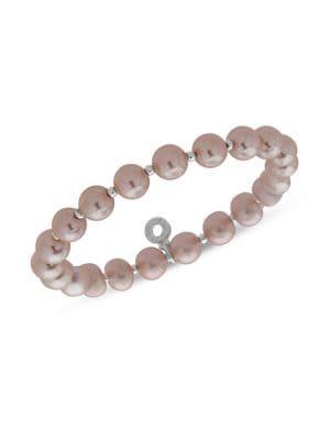 Ak Anne Klein Rose Goldtone And Faux Pearl Bracelet