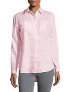 Lord & Taylor Petite Tiffany Crinkle Linen Button-down Shirt