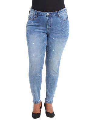 Seven7 Plus Embellished Washed Jeans