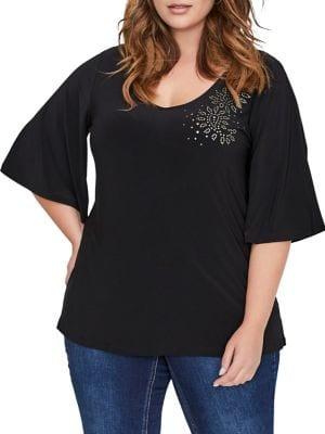 Addition Elle Love And Legend Plus Plus Classic Flutter-sleeve Top