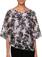 Alex Evenings Ruffle Three-quarter Sleeve Printed Blouse