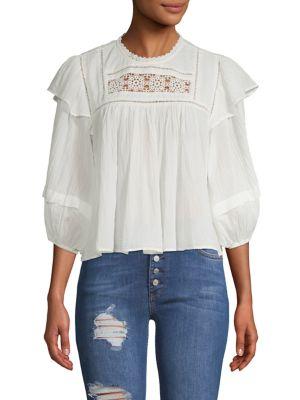 Free People Crochet Lace-trim Cotton Top