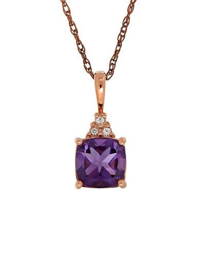 Lord & Taylor Amethyst And 14k Rose Gold Pendant Chain