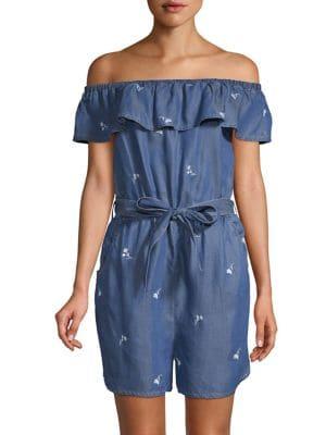 Miss Selfridge Embroidered Bardot Playsuit