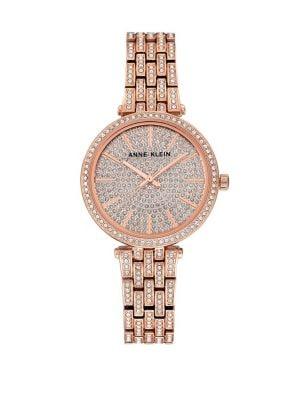 Anne Klein Rose Goldtone And Swarovski Crystal Watch