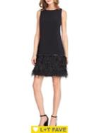 Tahari Arthur S. Levine Feather-trimmed Crepe Sheath Dress