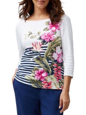 Tommy Bahama Kahuna Cascade Striped Floral Tee