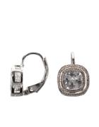 Lord & Taylor Sterling Silver And Bezel Set Cubic Zirconia Drop Earrings