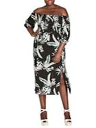 City Chic Plus Printed Off-the-shoulder Dress