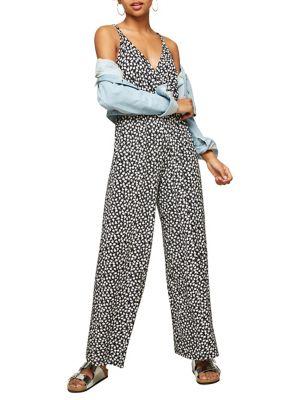 Miss Selfridge Mono Floral Wide-leg Jumpsuit