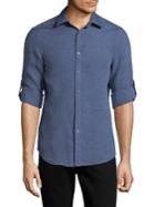 Perry Ellis Solid Linen Button-down Shirt