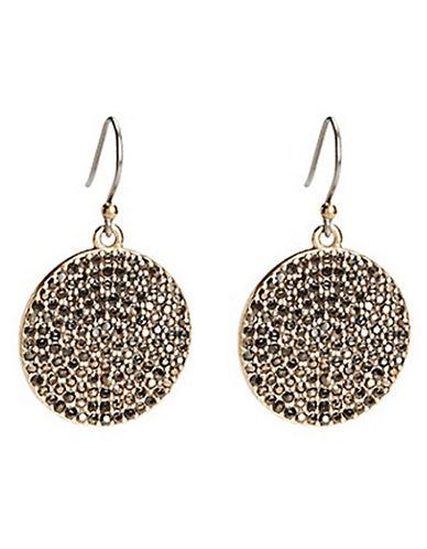 Lucky Brand Goldtone Pave Crystal Disc Earrings