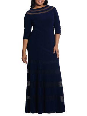 Xscape Plus Roundneck Illusion Gown