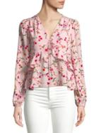 Highline Collective Floral V-neck Ruffle Top
