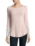 Design Lab Lord & Taylor Lace-accented Knit Top
