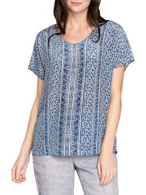 Nic+zoe Printed Short-sleeve Blouse