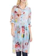 Vince Camuto Petite Faded Blooms Quarter-sleeve Tunic