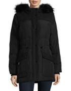 Kenneth Cole Faux Fur Trimmed Mixed Media Down Filled Parka