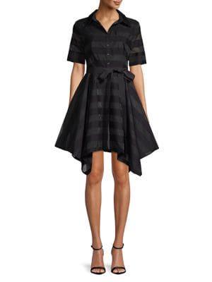 Belle Badgley Mischka Gail Short-sleeve Striped Shirtdress