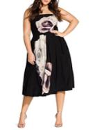 City Chic Plus Austin Floral A-line Dress