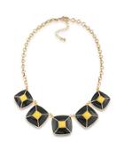 1st And Gorgeous Enamel Pyramid Pendant Statement Necklace In Black And Yellow