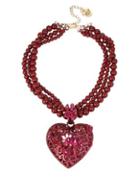 Betsey Johnson Semi-precious Stone & Crystal Flower Heart Multi-strands Necklace