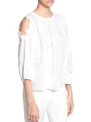 Catherine Catherine Malandrino Priya Cold-shoulder Linen Blouse