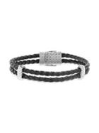 Lord & Taylor Stainless Steel & Leather Double Strand Bracelet