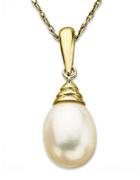Lord & Taylor Freshwater Pearl Pendant In 14 Kt. Gold 8mm X 10mm