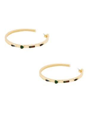 Sole Society Goldtone And Multicolored Stone Hoop Earrings