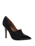 Kay Unger Nariah Black Suede And Patent Leather Pumps