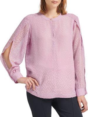 Donna Karan Textured Long-sleeve Blouse