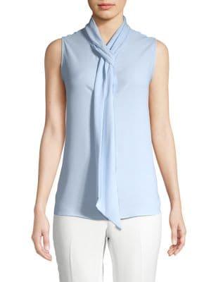 T Tahari Sleeveless Tie-neck Top
