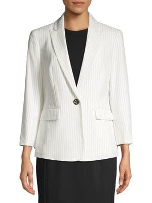 Kasper Pinstriped Peak Lapel Blazer