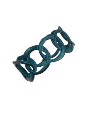 Robert Lee Morris Collection It's A Bunch Of Abalone Sculptural Gold Link Bangle Bracelet