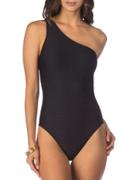 Lauren Ralph Lauren Striped One-shoulder One-piece Swimsuit