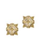 Judith Ripka Angelica Step Cut Canary Crystal And 14k Yellow Gold Stud Earrings