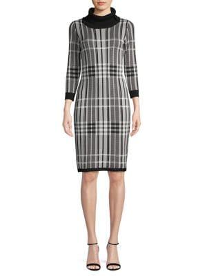 Gabby Skye Plaid Mockneck Dress