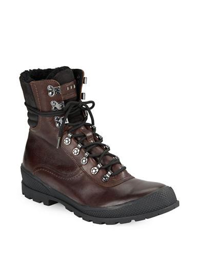 John Varvatos Shearling Lined Leather Hiking Boots